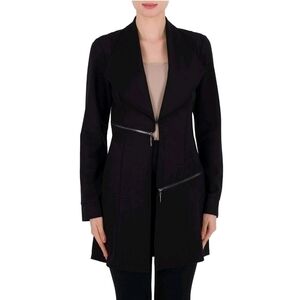 Joseph Ribkoff Black Textured Blazer With Zipper Details Size 8